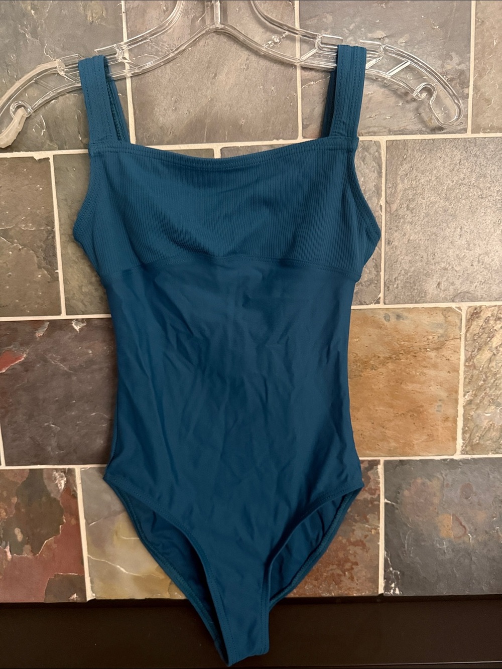 Wear Moi ballet leotard in a gorgeous blue color!